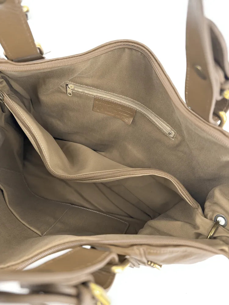 Sac porté épaule en cuir lisse CAMELIA Taupe clair