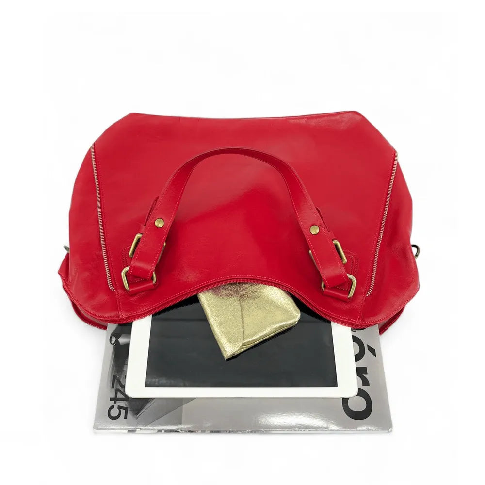 Sac porté épaule en cuir lisse CAMELIA Rouge garance