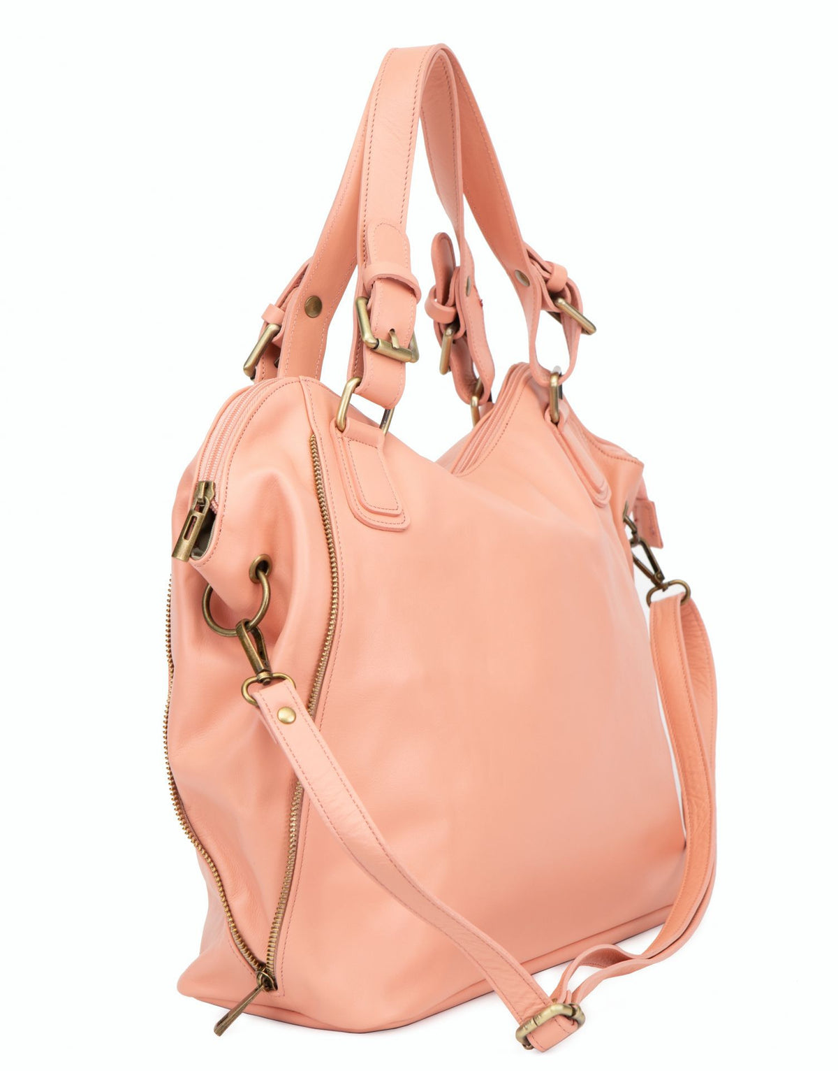 Sac porté épaule en cuir lisse CAMELIA Rose nude