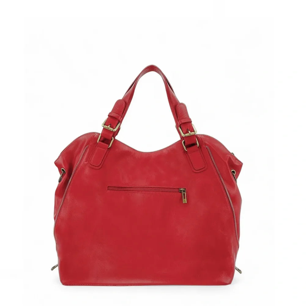 Sac porté épaule en cuir lisse CAMELIA Rouge garance