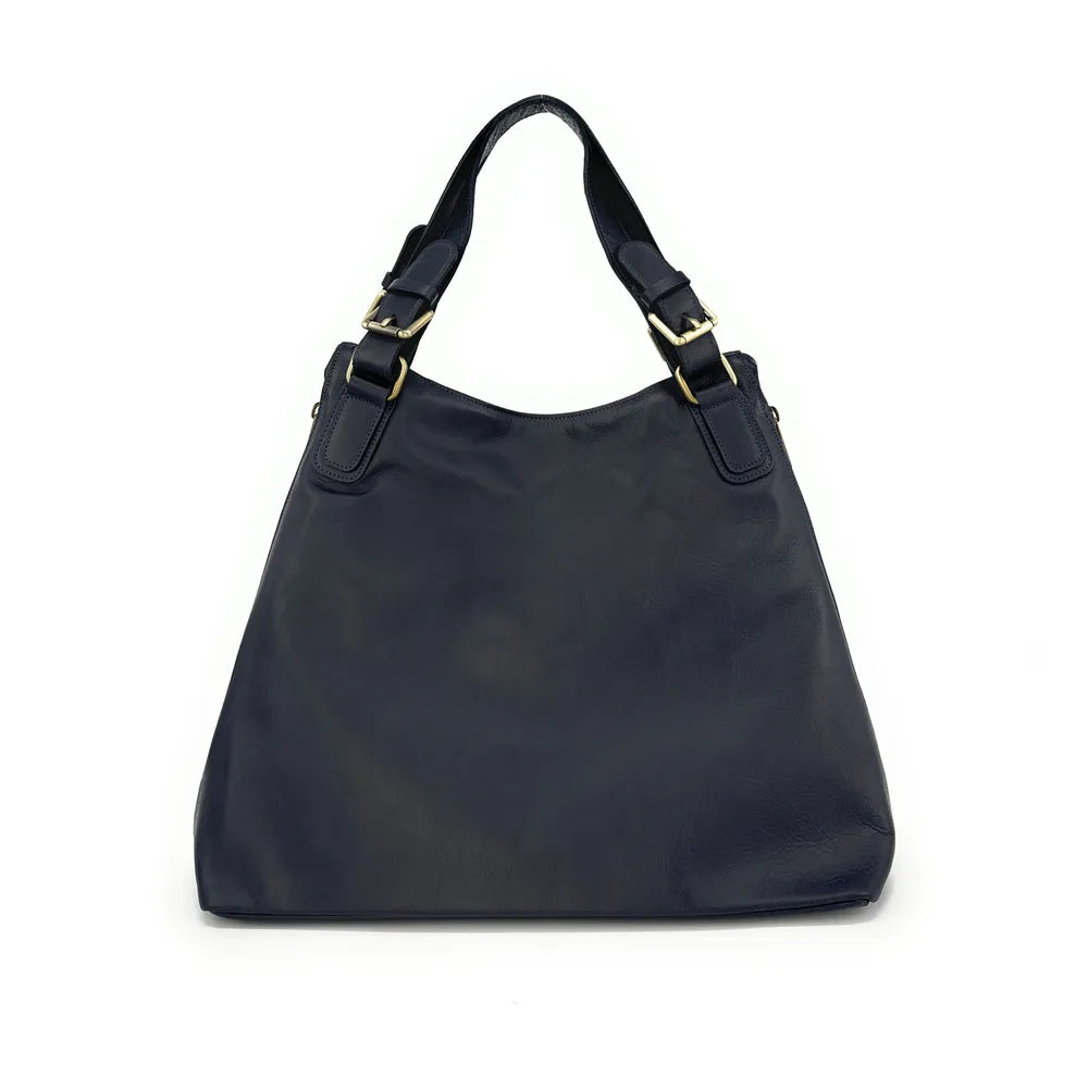 Sac porté épaule en cuir lisse CAMELIA Bleu marine