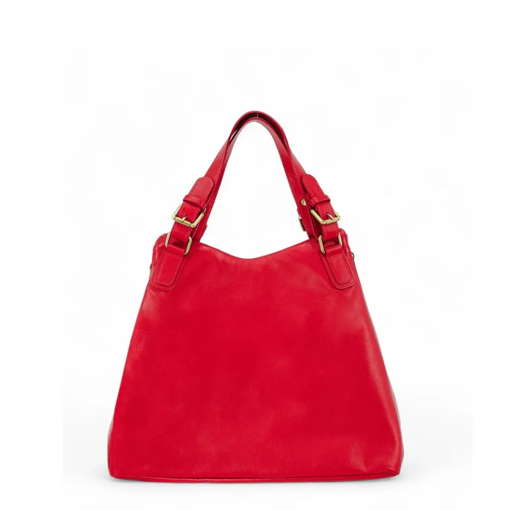Sac porté épaule en cuir lisse CAMELIA Rouge garance