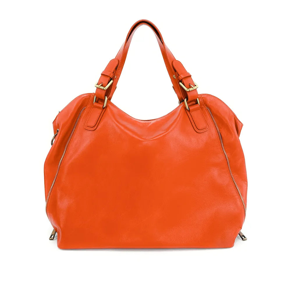 Sac porté épaule en cuir lisse CAMELIA Mandarine