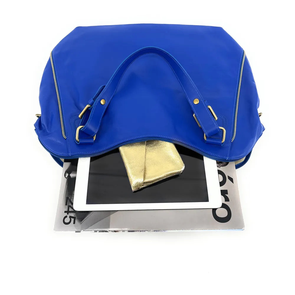 Sac porté épaule en cuir lisse CAMELIA Bleu roi