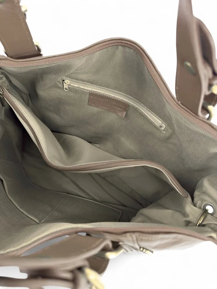 Sac porté épaule en cuir lisse CAMELIA Taupe foncé