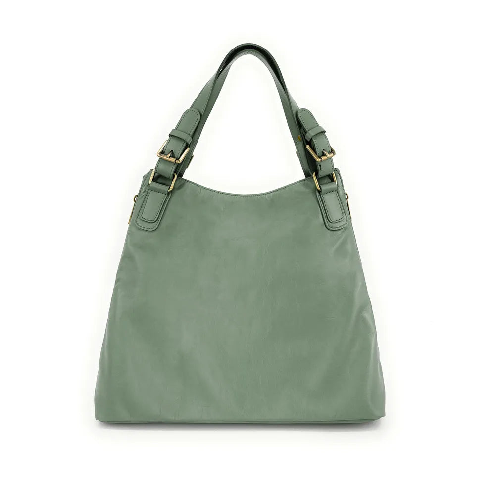 Sac porté épaule en cuir lisse CAMELIA Vert pastel