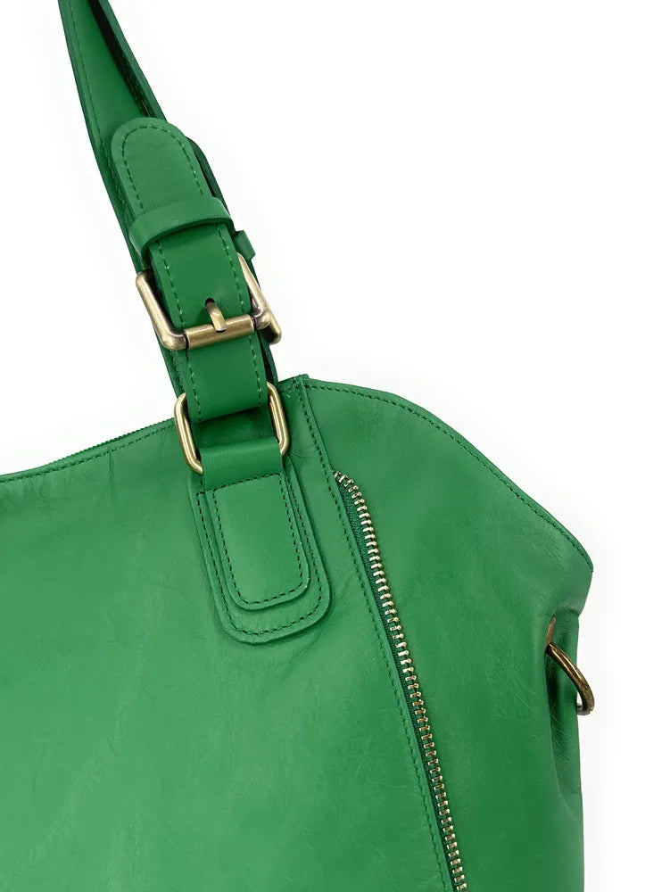 Sac porté épaule en cuir lisse CAMELIA Vert anglais
