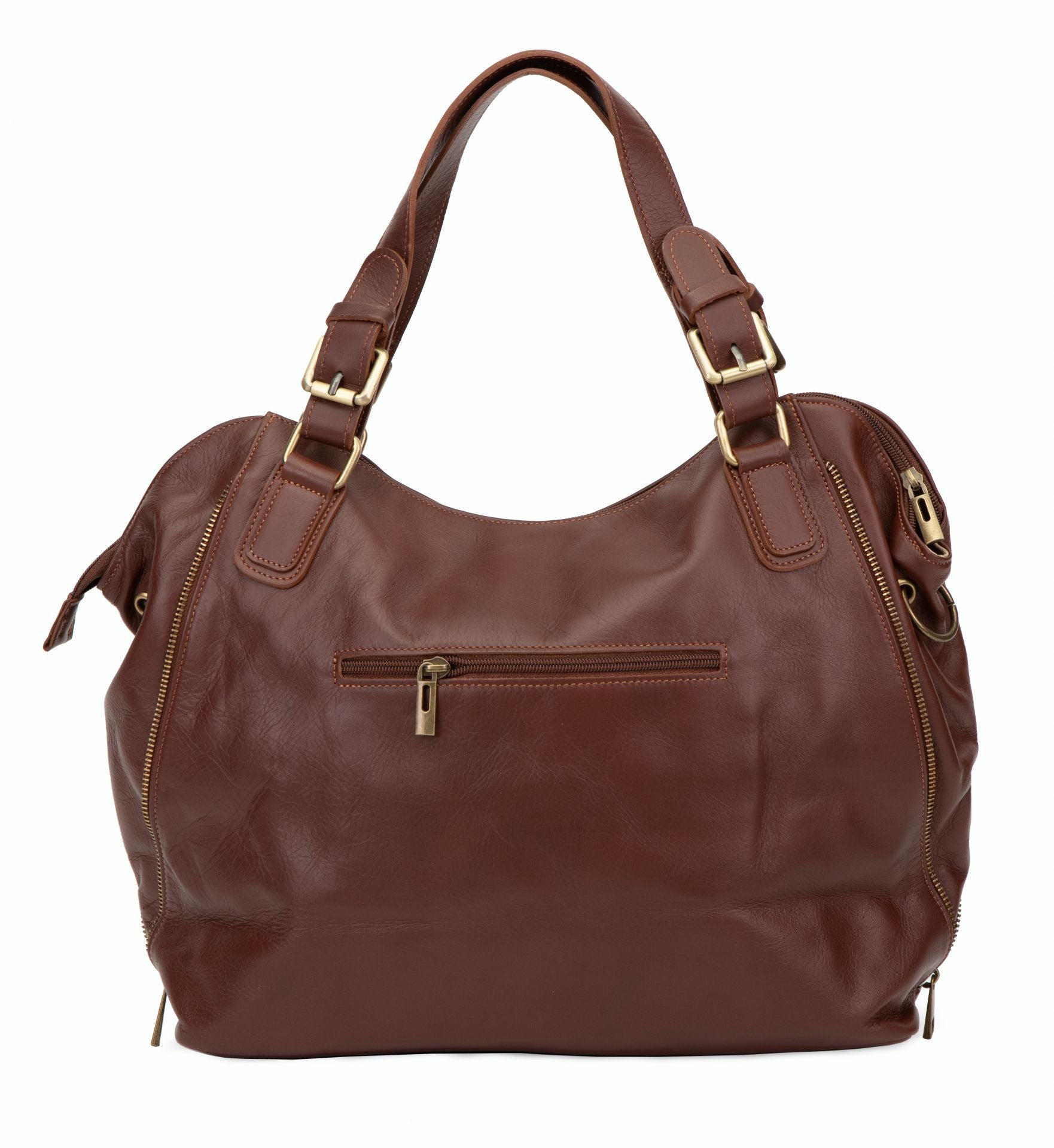 Sac porté épaule en cuir lisse CAMELIA Châtaigne