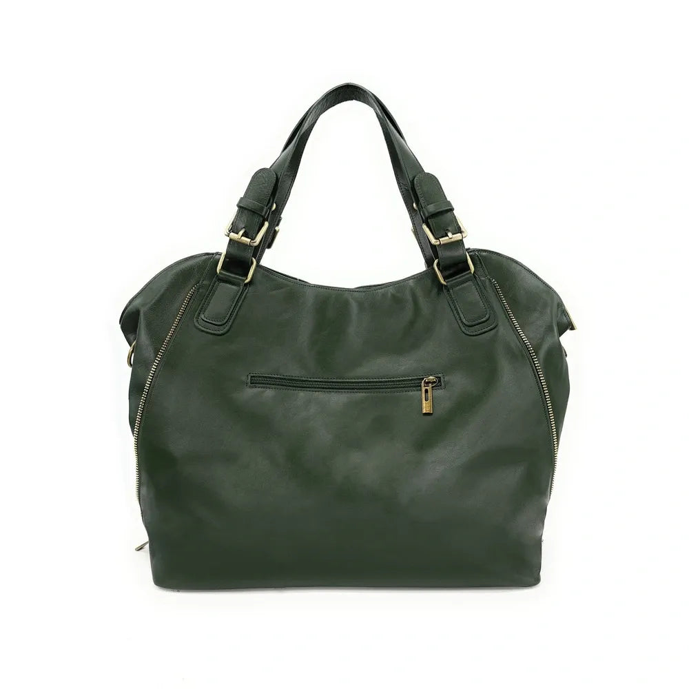 Sac porté épaule en cuir lisse CAMELIA Vert forêt