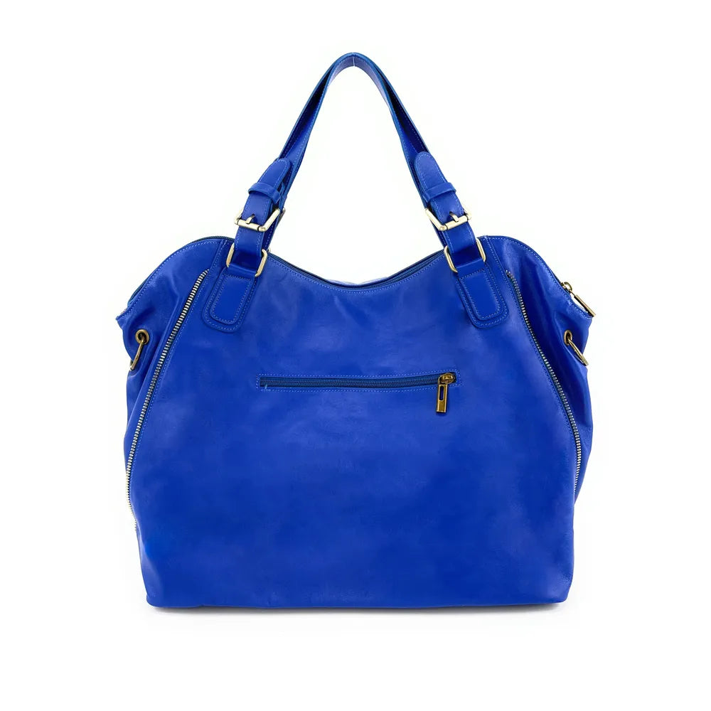Sac porté épaule en cuir lisse CAMELIA Bleu roi