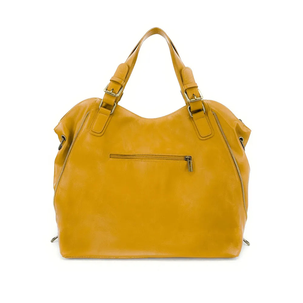 Sac porté épaule en cuir lisse CAMELIA Jaune tournesol