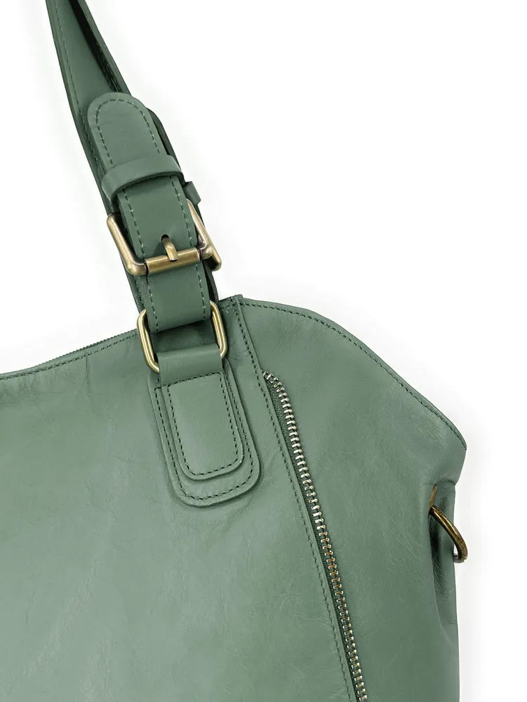 Sac porté épaule en cuir lisse CAMELIA Vert pastel