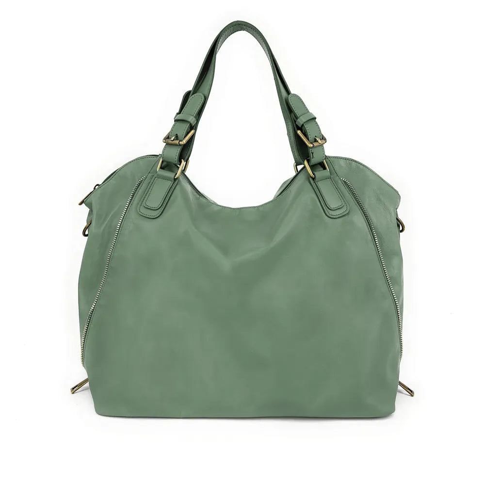 Sac porté épaule en cuir lisse CAMELIA Vert pastel