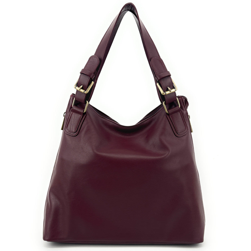 Sac porté épaule en cuir lisse CAMELIA Bordeaux