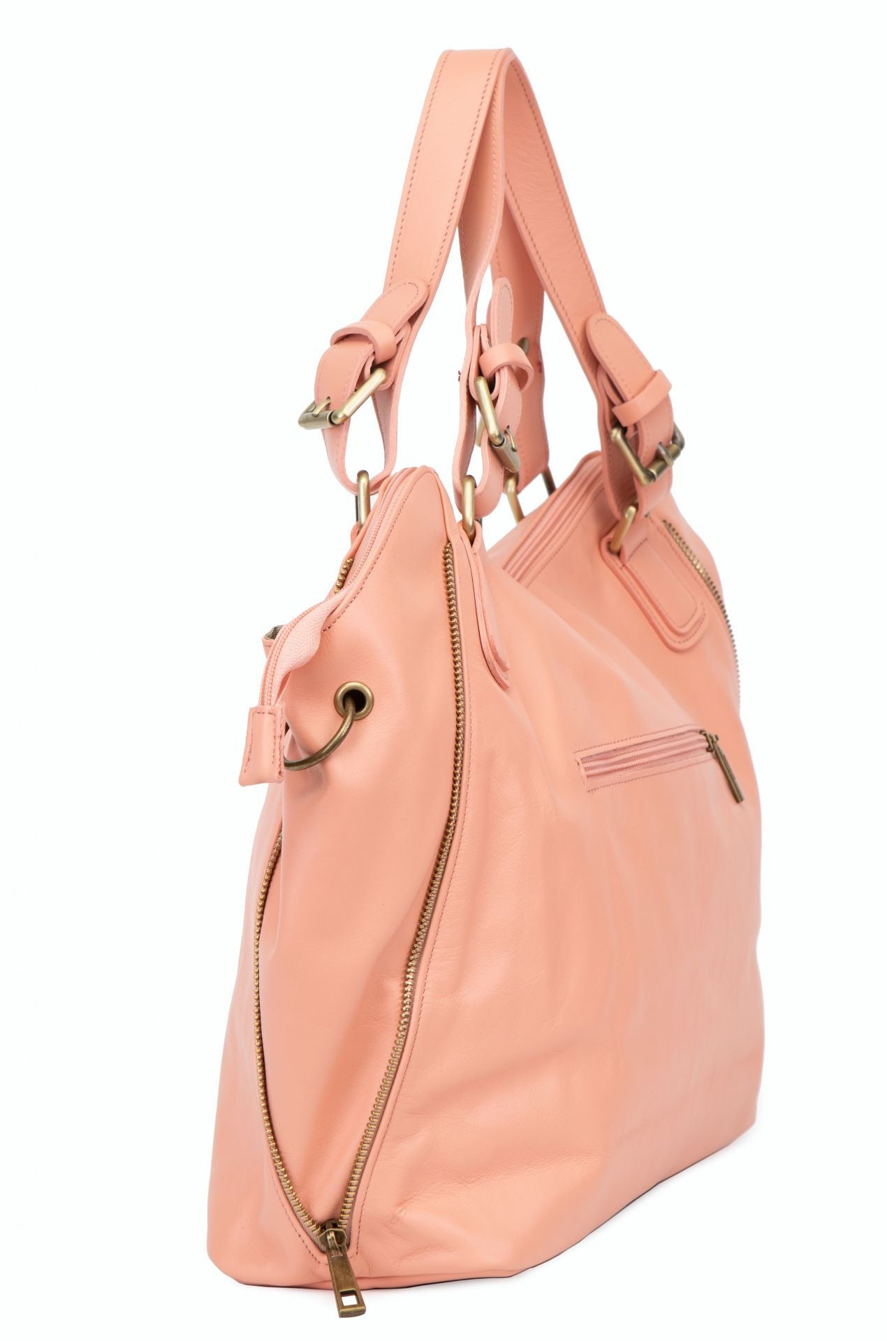 Sac porté épaule en cuir lisse CAMELIA Rose nude