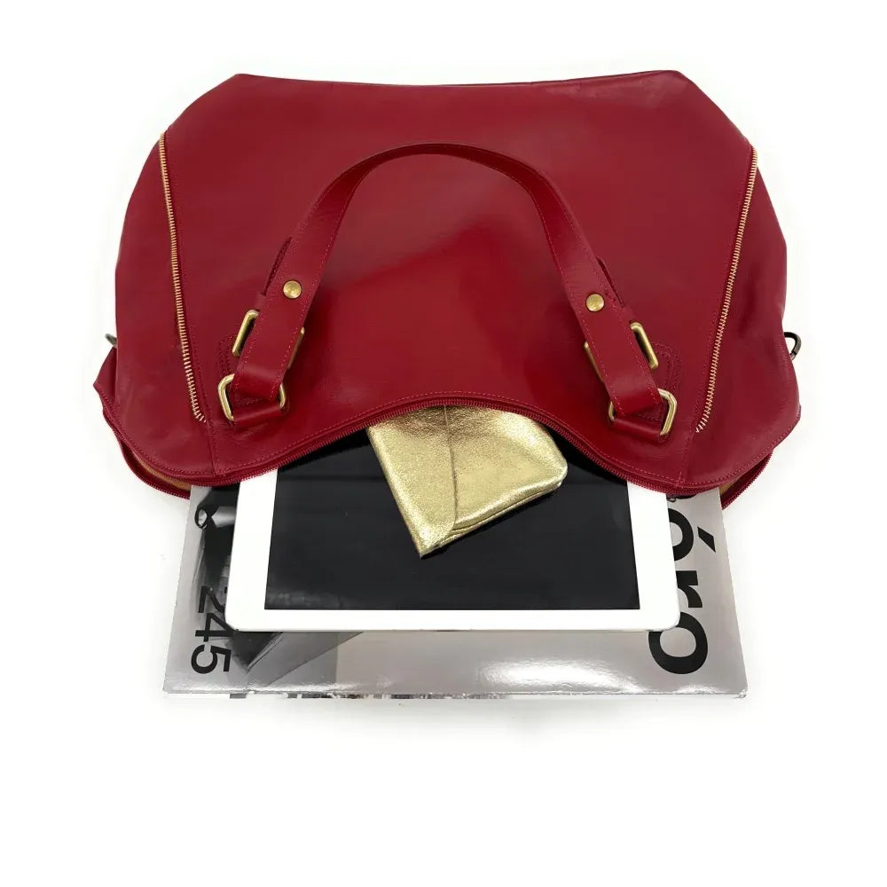 Sac porté épaule en cuir lisse CAMELIA Rouge intense