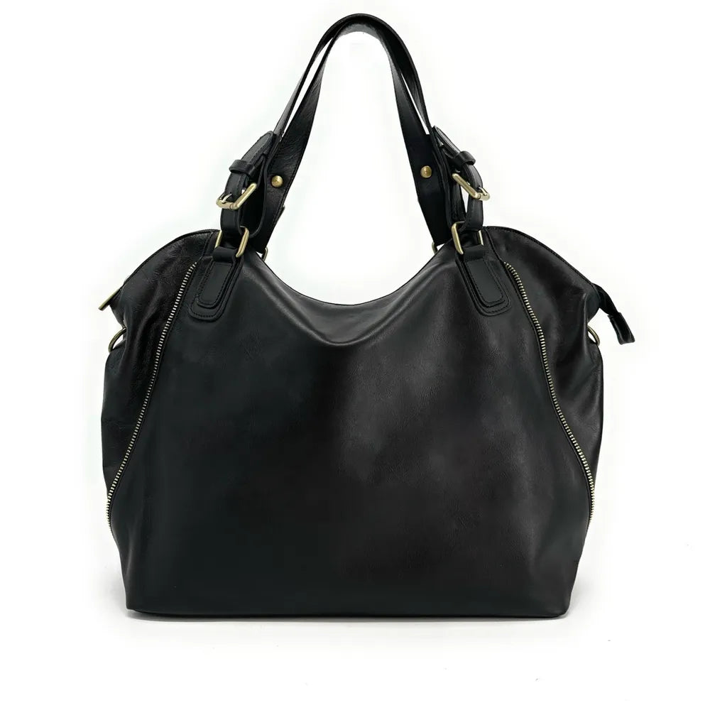 Sac porté épaule en cuir lisse CAMELIA Noir