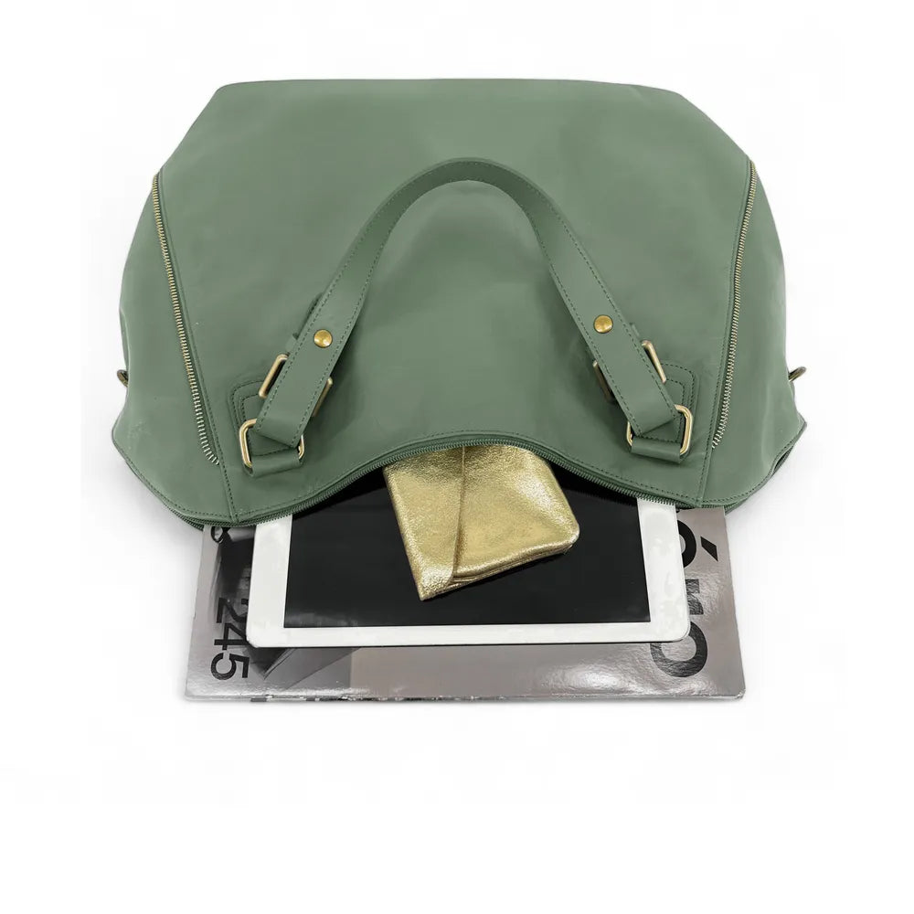 Sac porté épaule en cuir lisse CAMELIA Vert pastel