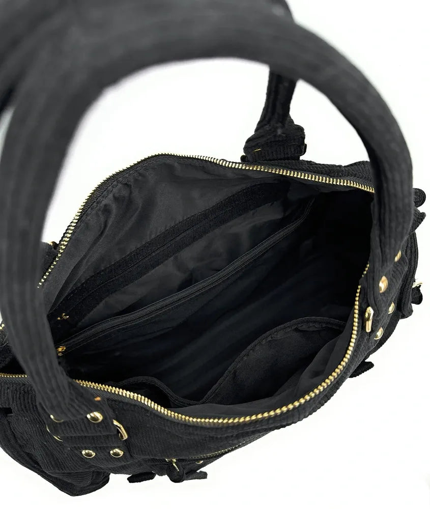 Sac à main en velours côtelé VELVET STORM Noir