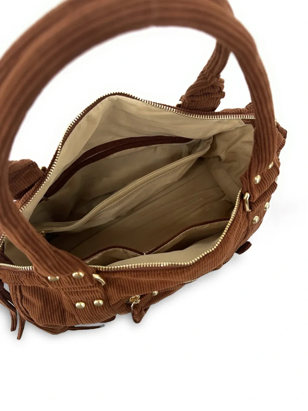 Sac à main en velours côtelé VELVET STORM Chocolat