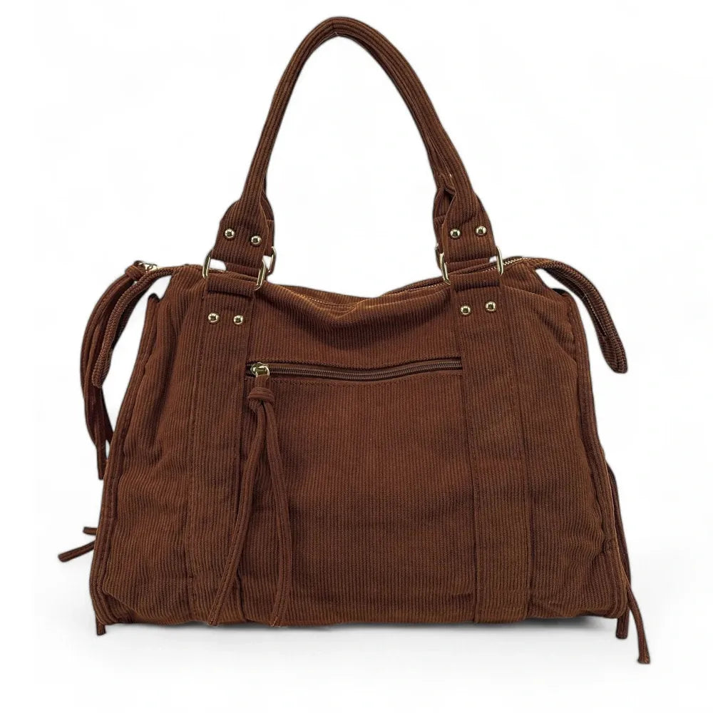 Sac à main en velours côtelé VELVET STORM Chocolat