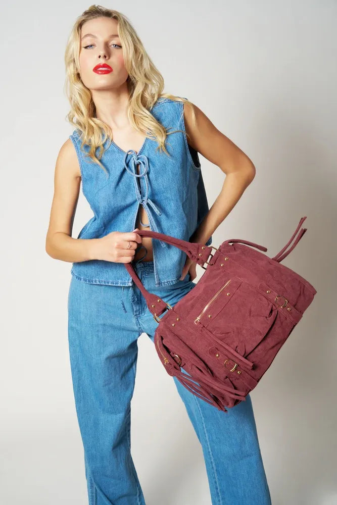 Sac à main en velours côtelé VELVET STORM Rose blush