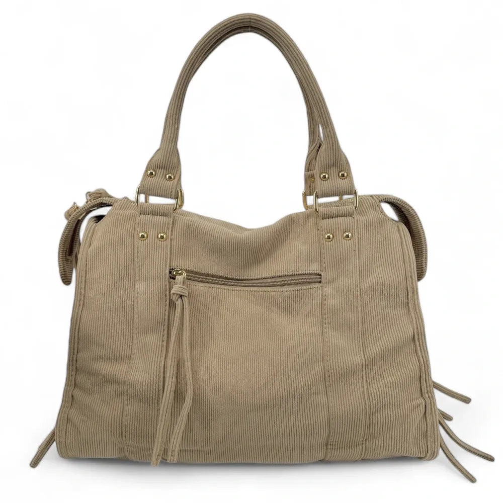 Sac à main en velours côtelé VELVET STORM Beige crème