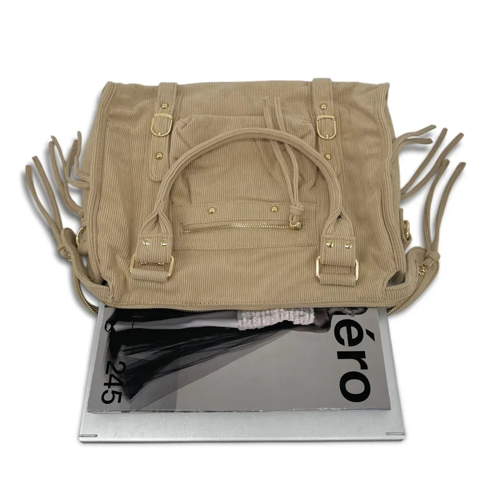 Sac à main en velours côtelé VELVET STORM Beige crème