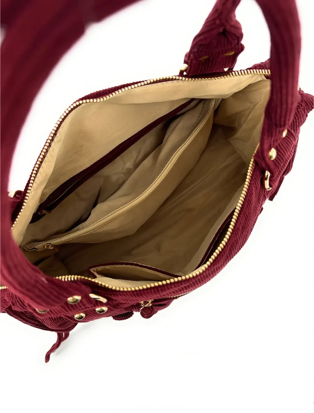 Sac à main en velours côtelé VELVET STORM Rouge bordeaux