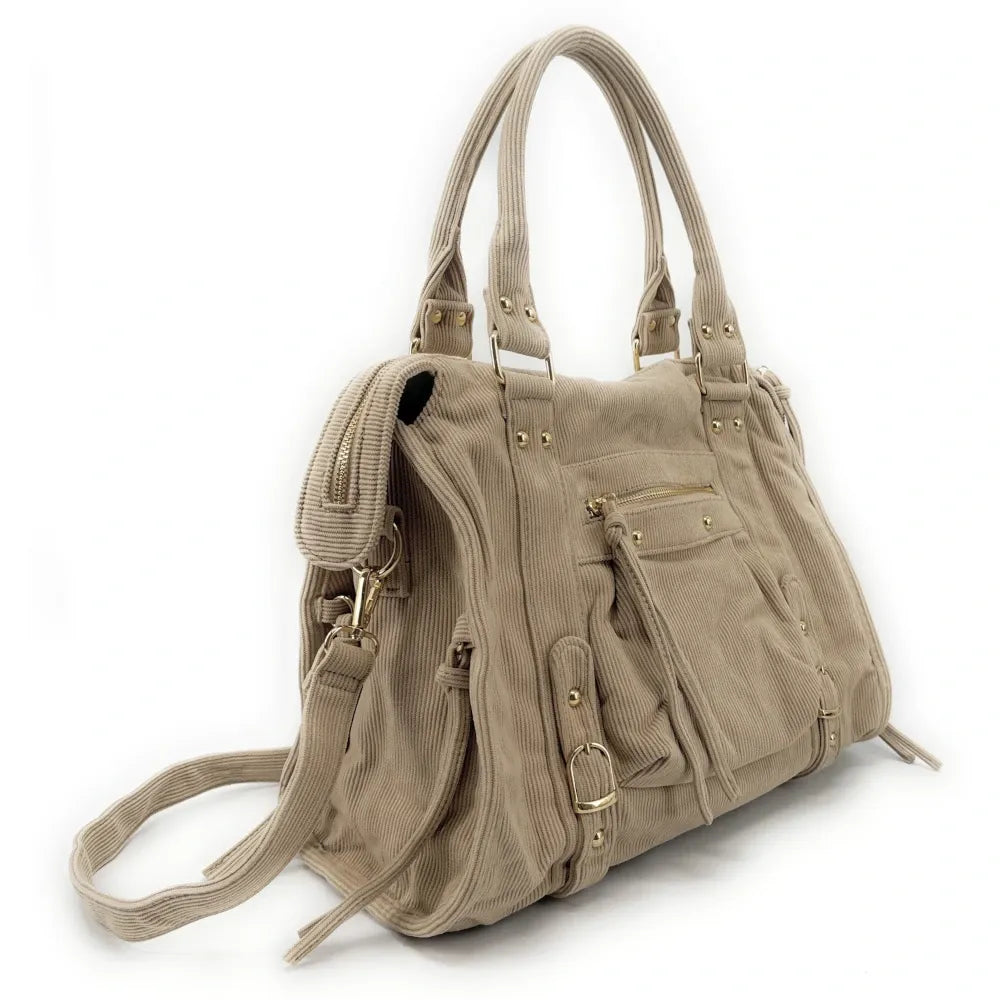 Sac à main en velours côtelé VELVET STORM Beige crème