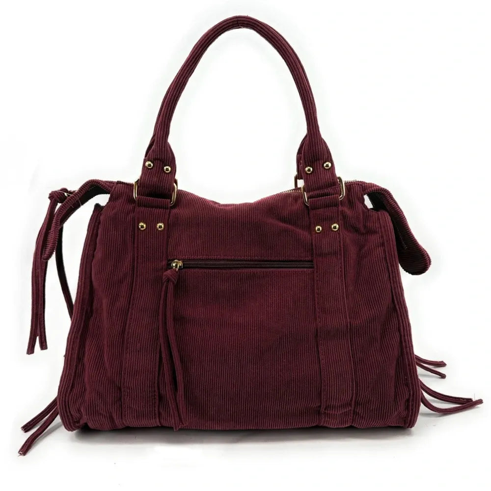 Sac à main en velours côtelé VELVET STORM Rouge bordeaux
