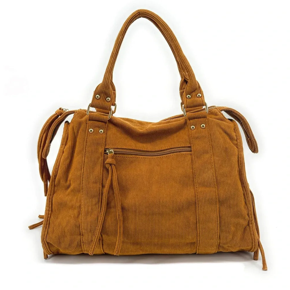 Sac à main en velours côtelé VELVET STORM Camel
