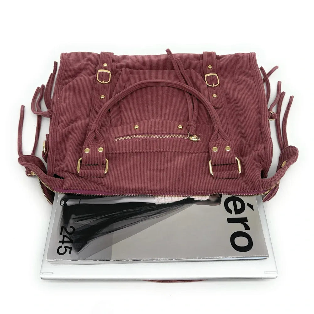 Sac à main en velours côtelé VELVET STORM Rose blush