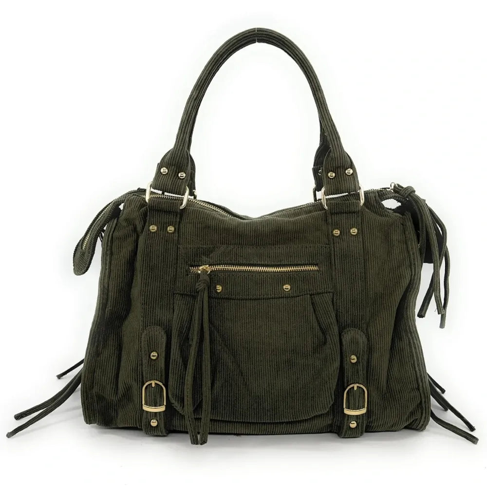 Sacs Femme | Sac à main en velours côtelé VELVET STORM Kaki