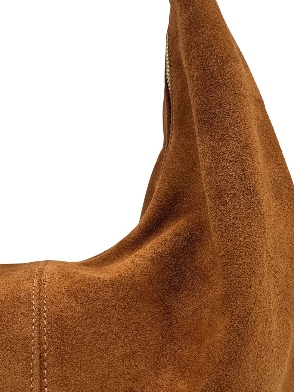 Bolso bandolera media luna de ante HERMIONE Marrón camel oscuro