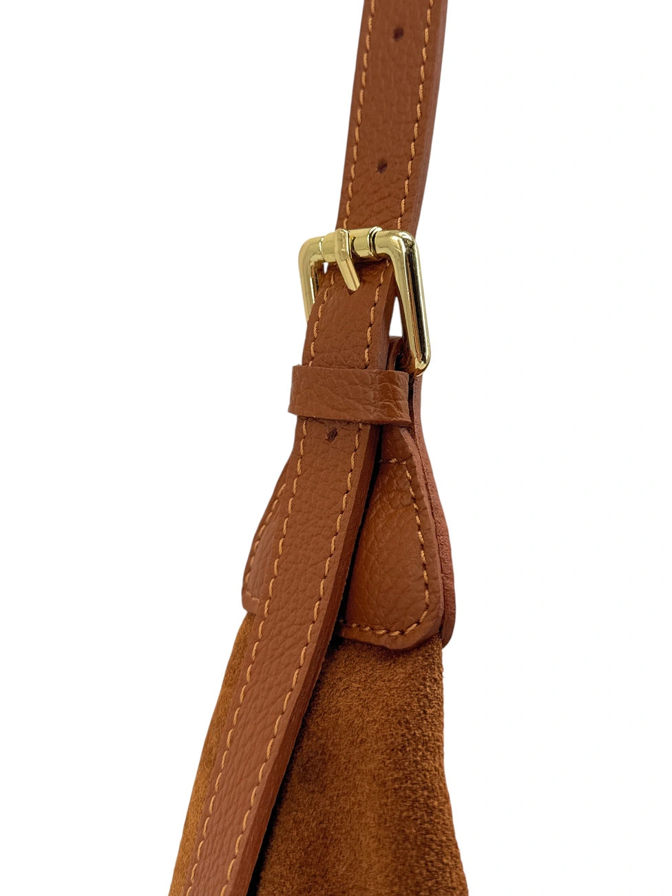 Bolso bandolera media luna de ante HERMIONE Marrón camel oscuro