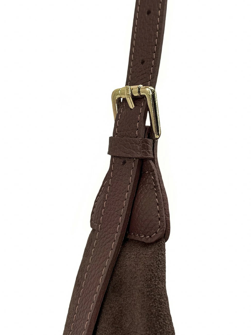 Bolso bandolera de media luna en ante HERMIONE Chocolate