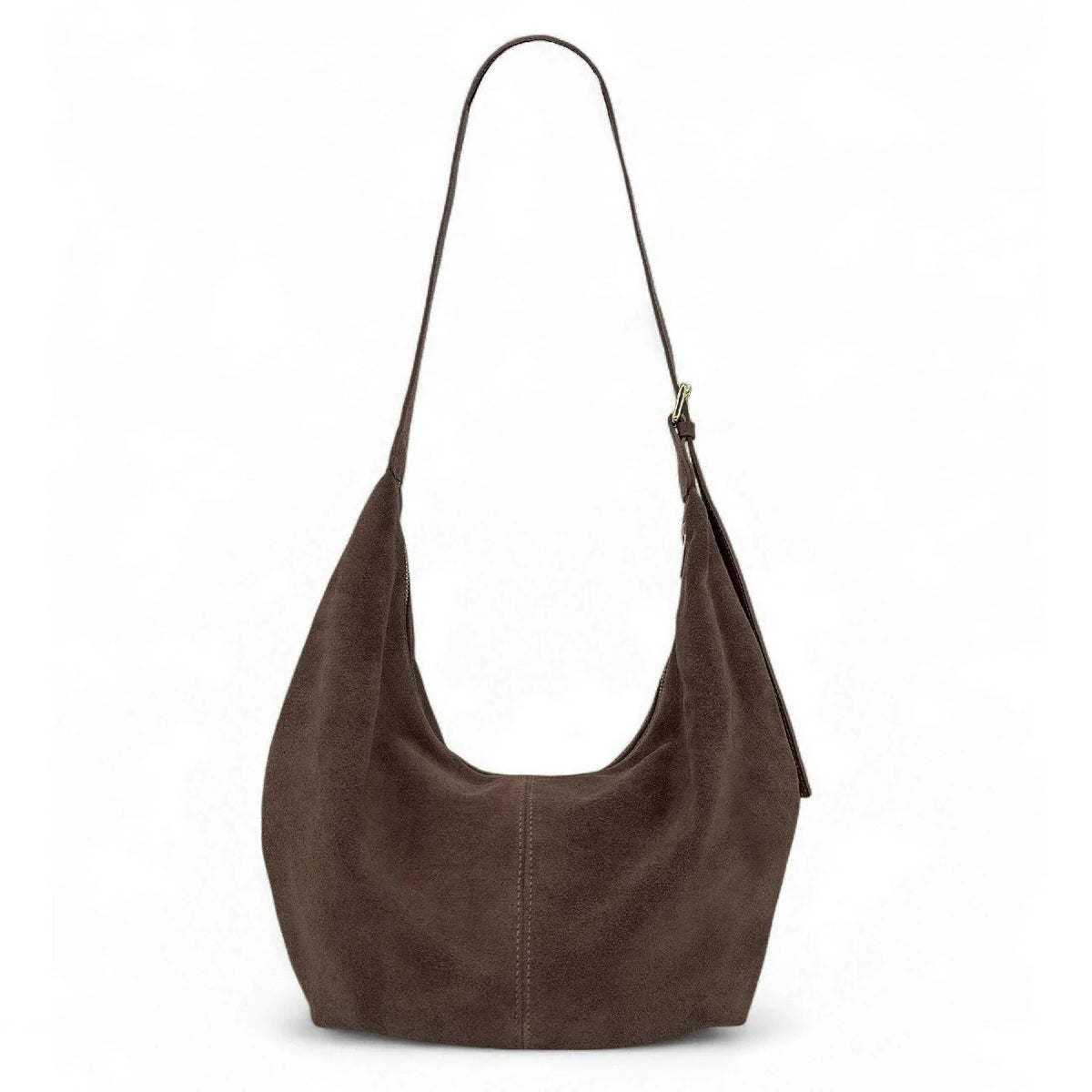 Bolso bandolera de media luna en ante HERMIONE Chocolate