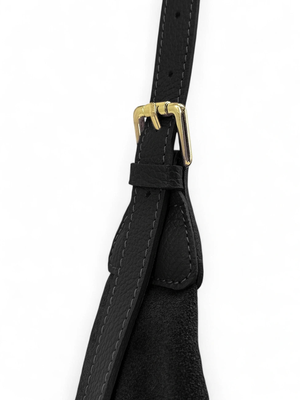 Halbmond-Kuriertasche aus Wildleder HERMIONE Schwarz