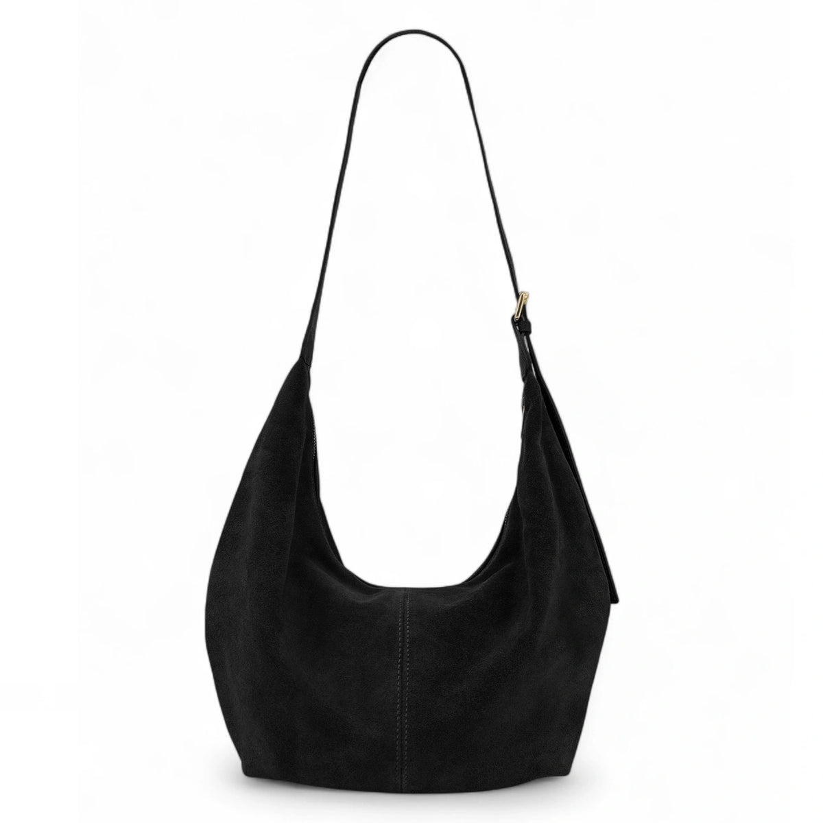 Halbmond-Kuriertasche aus Wildleder HERMIONE Schwarz