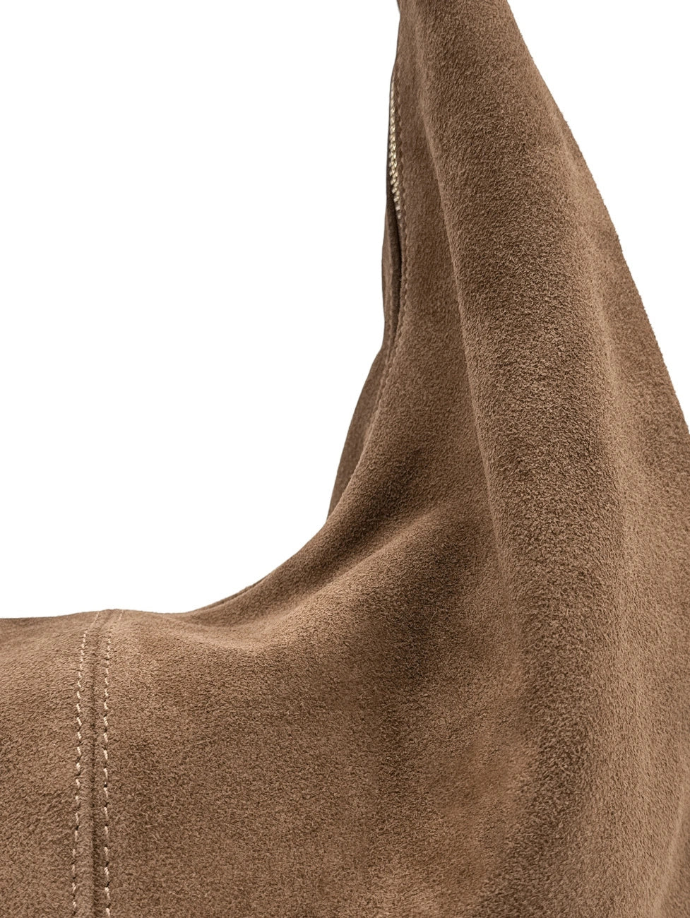HERMIONE dark taupe suede half-moon satchel