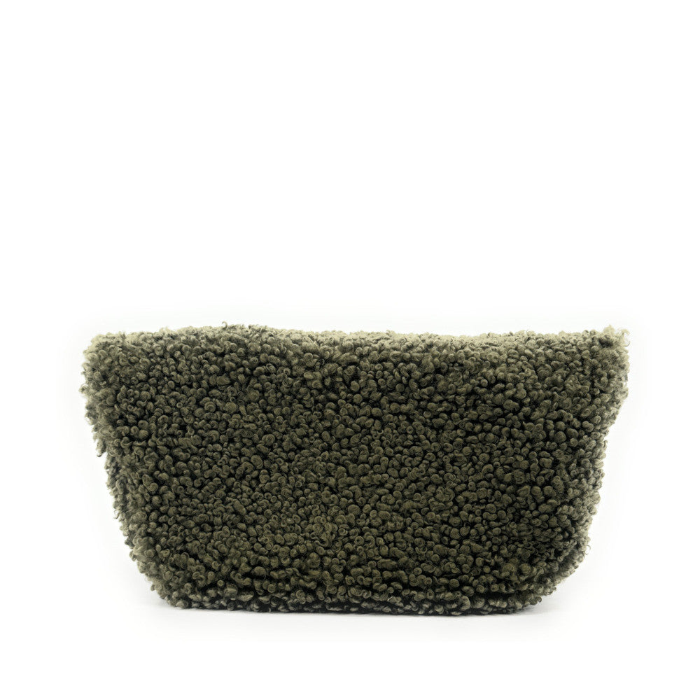 Grand sac banane en cuir et peluche LOU PILOU L Kaki