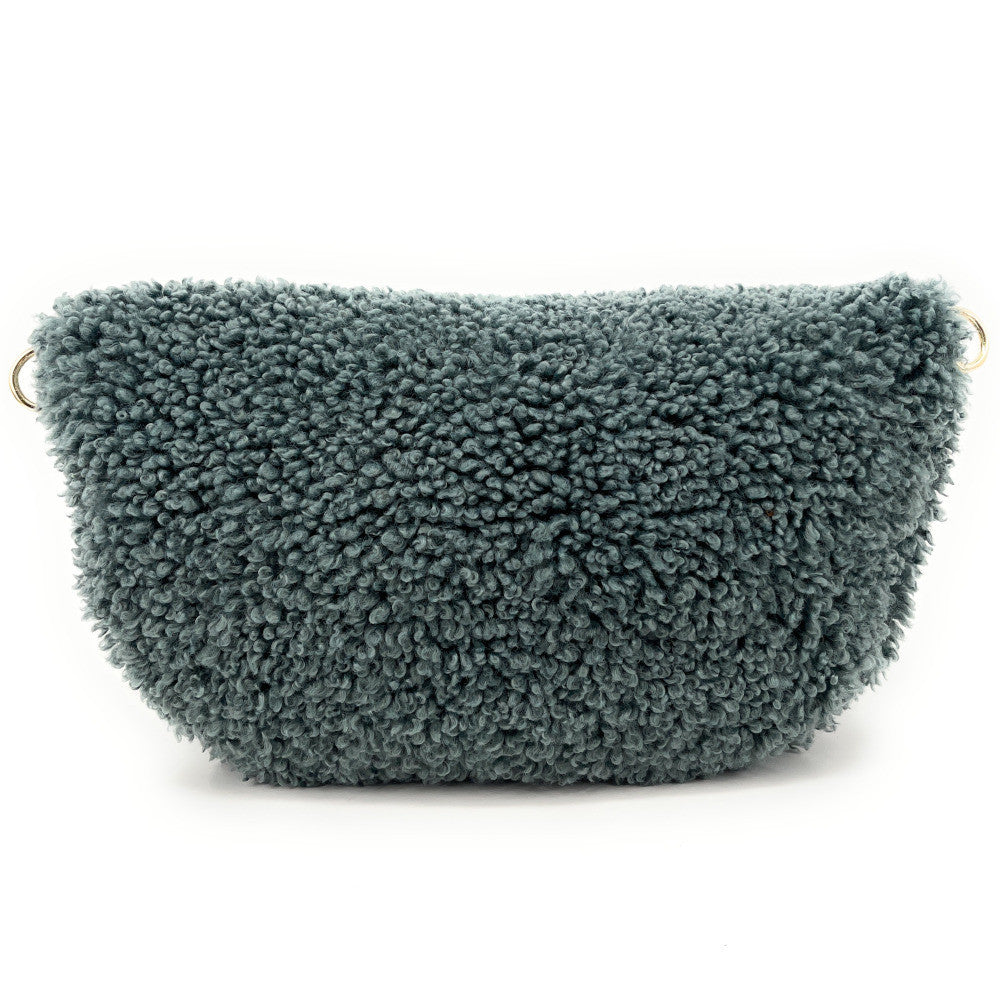 Grand sac banane en cuir et peluche LOU PILOU L Céladon