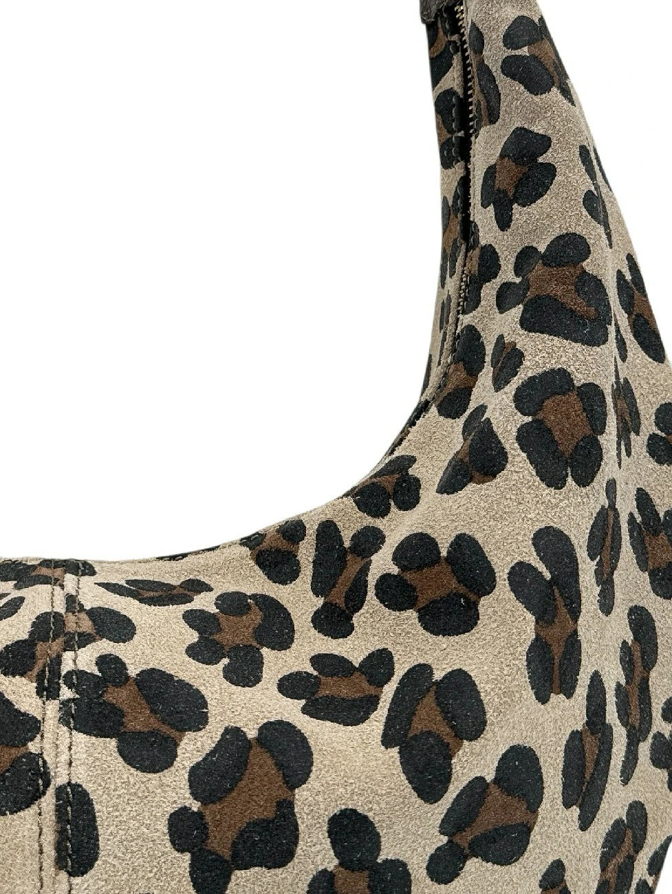 Borsa a tracolla mezzaluna in pelle scamosciata HERMIONE Leopardo