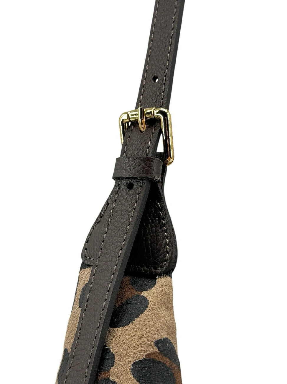 Borsa a tracolla mezzaluna in pelle scamosciata HERMIONE Leopardo