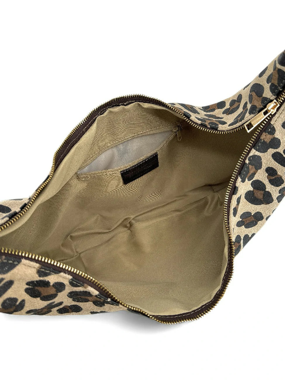 Borsa a tracolla mezzaluna in pelle scamosciata HERMIONE Leopardo