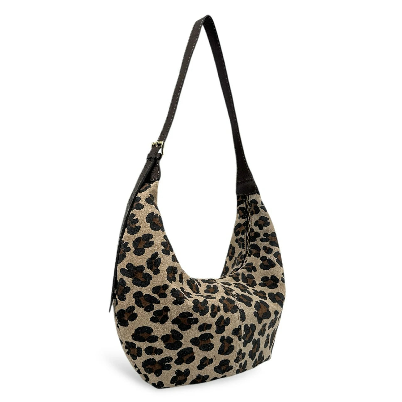 Besace demi-lune en daim HERMIONE Léopard