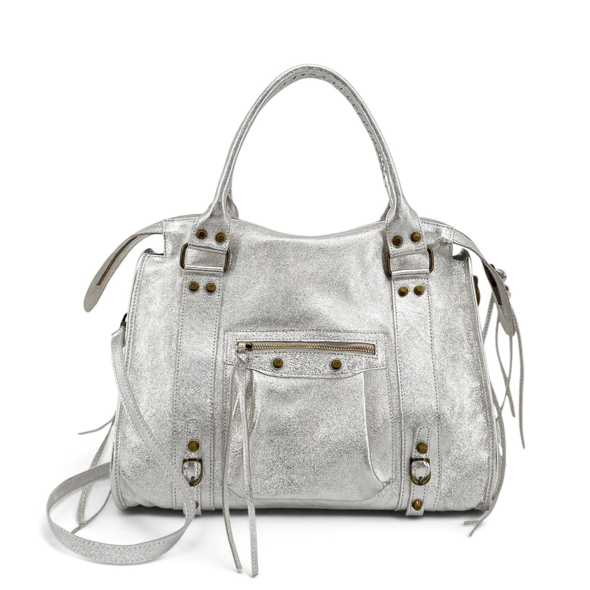 Sac à main en cuir irisé SANDSTORM E.L. SIROCCO Argent clair