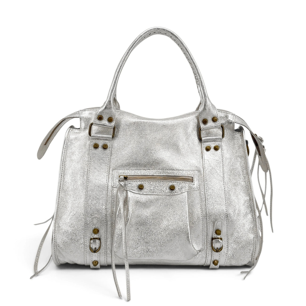 Sac à main en cuir irisé SANDSTORM E.L. SIROCCO Argent clair