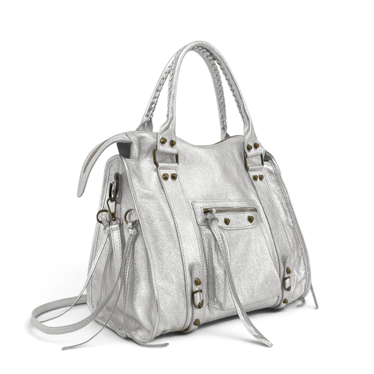 Sac à main en cuir irisé SANDSTORM E.L. SIROCCO Argent clair
